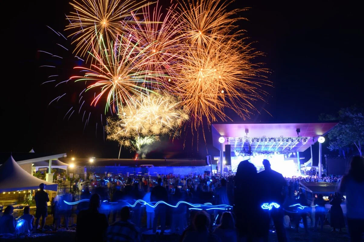 Fireworks over the amphitheatre stage at last year's concert